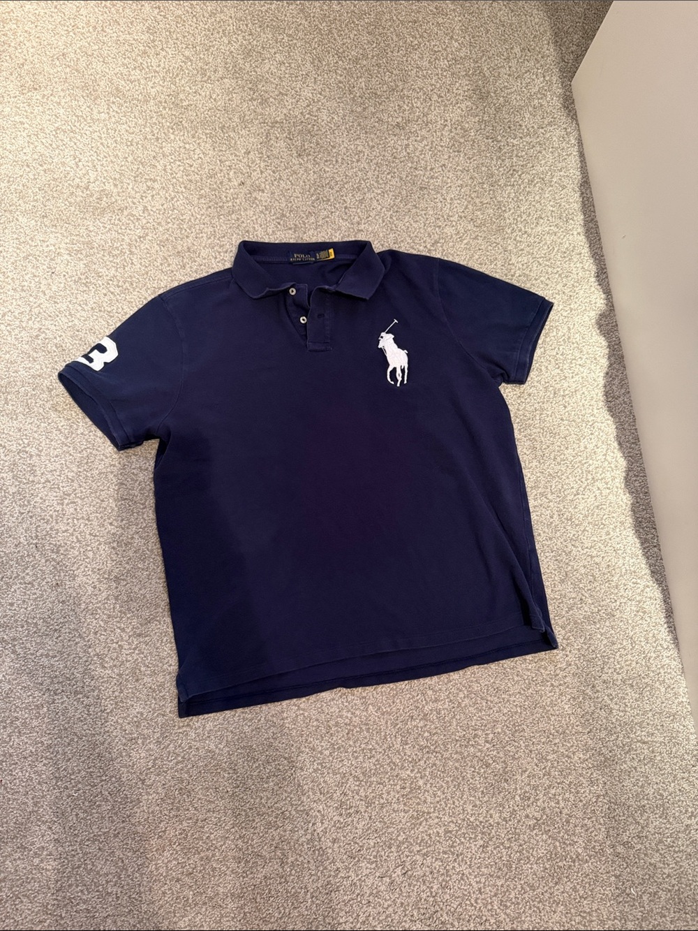 Polo by Ralph Lauren Navy Short-Sleeve Polo with Big Pony White